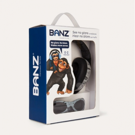 Pachet Combo, Casti Antifonice Banz bebe + Ochelari de Soare Protectie UV, 3 - 36 luni, Grafiti [17]