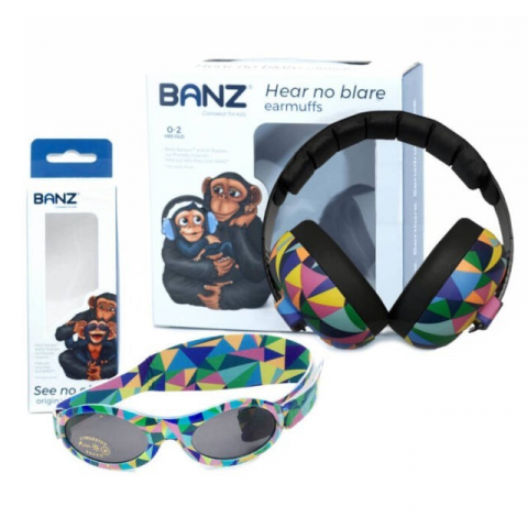 Pachet Combo, Casti Antifonice Banz bebelusi + Ochelari de Soare Protectie UV, 3 - 36 luni, Kaleidoscop [2]