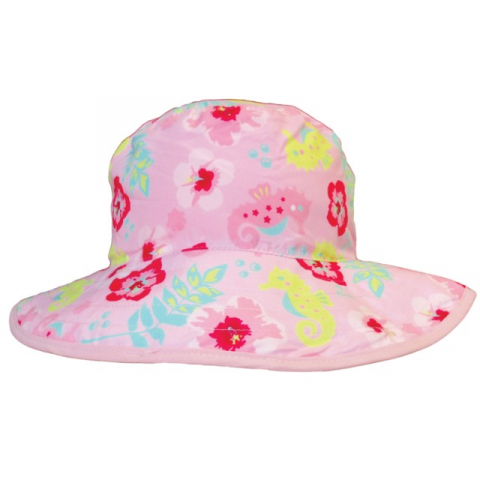 Palarii de soare copii - Palarie Bebelusi Reversibila, Protectie Solara UPF50+, Pink Floral, Diverse marimi
