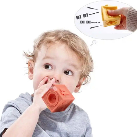 Set 12 cuburi de construit din silicon, jucarie educationala colorata, Empria, Cifre si Forme [11]