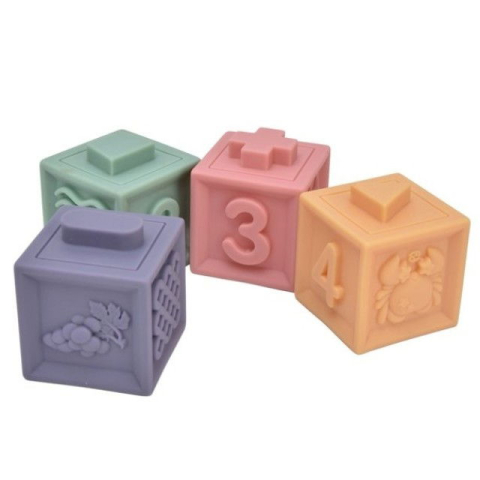 Set 4 cuburi de construit pentru copii, jucarie educationala colorata, Empria, cifre si forme [3]