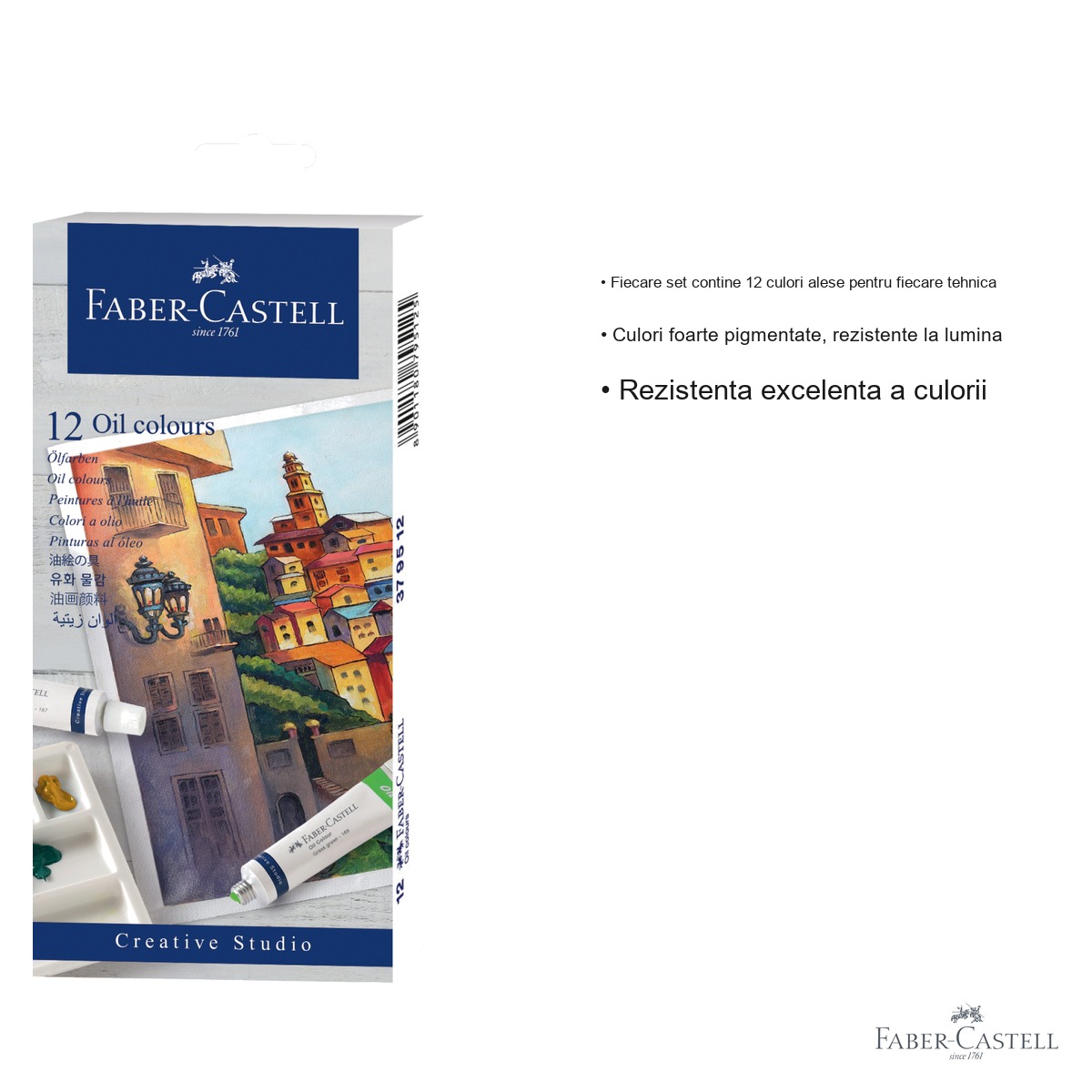 Set culori ulei Faber-Castell, 12 culori x 9 ml, pigmentare ridicata, pentru artisti si hobby [3]