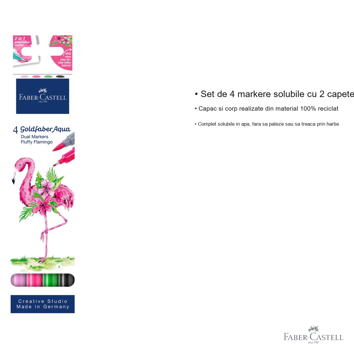 Set 4 markere solubile cu 2 capete Faber-Castell Goldfaber, colectia Tropical, pentru arta si ilustratie [3]