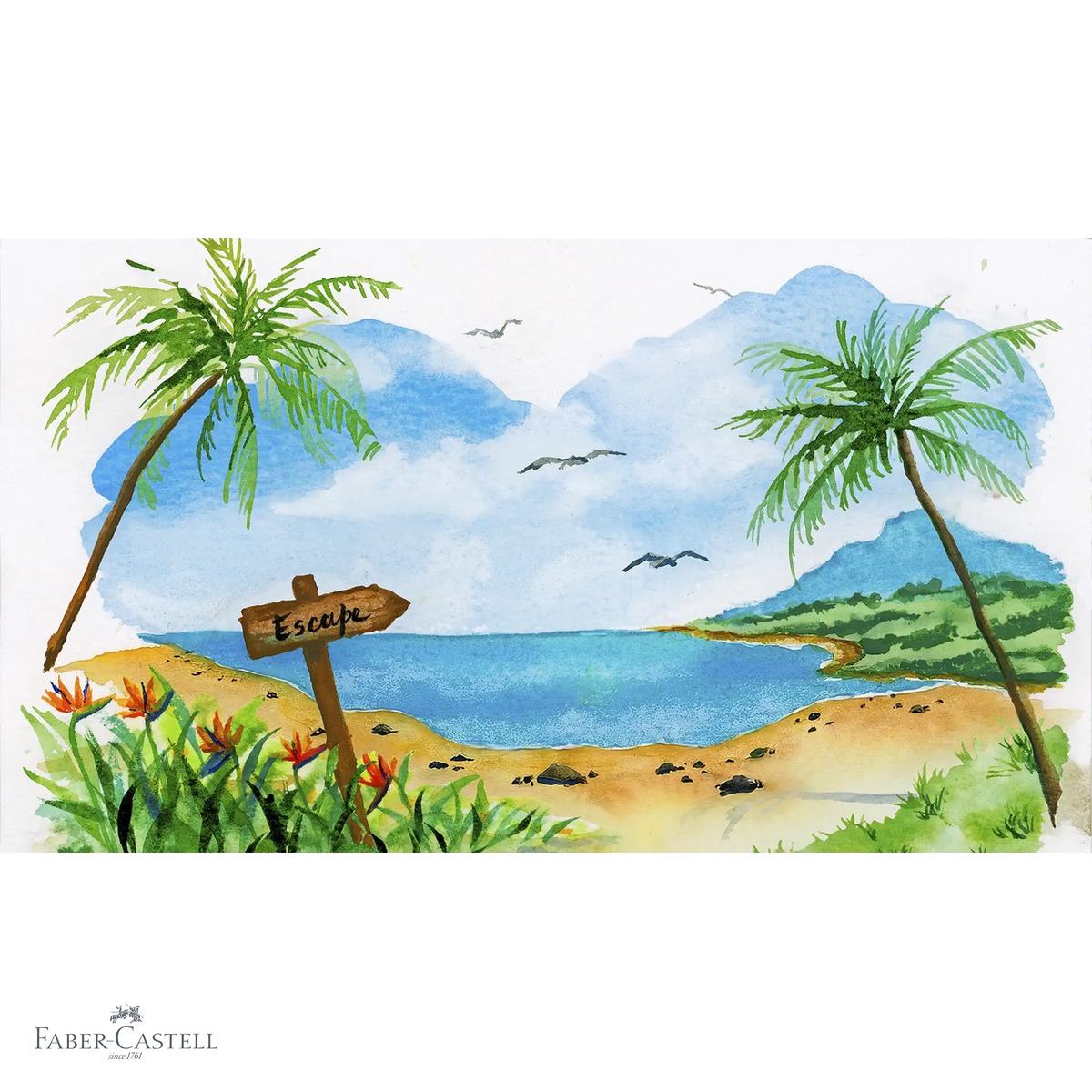 Set 4 markere solubile cu 2 capete Faber-Castell Goldfaber, colectia Tropical, pentru arta si ilustratie [4]