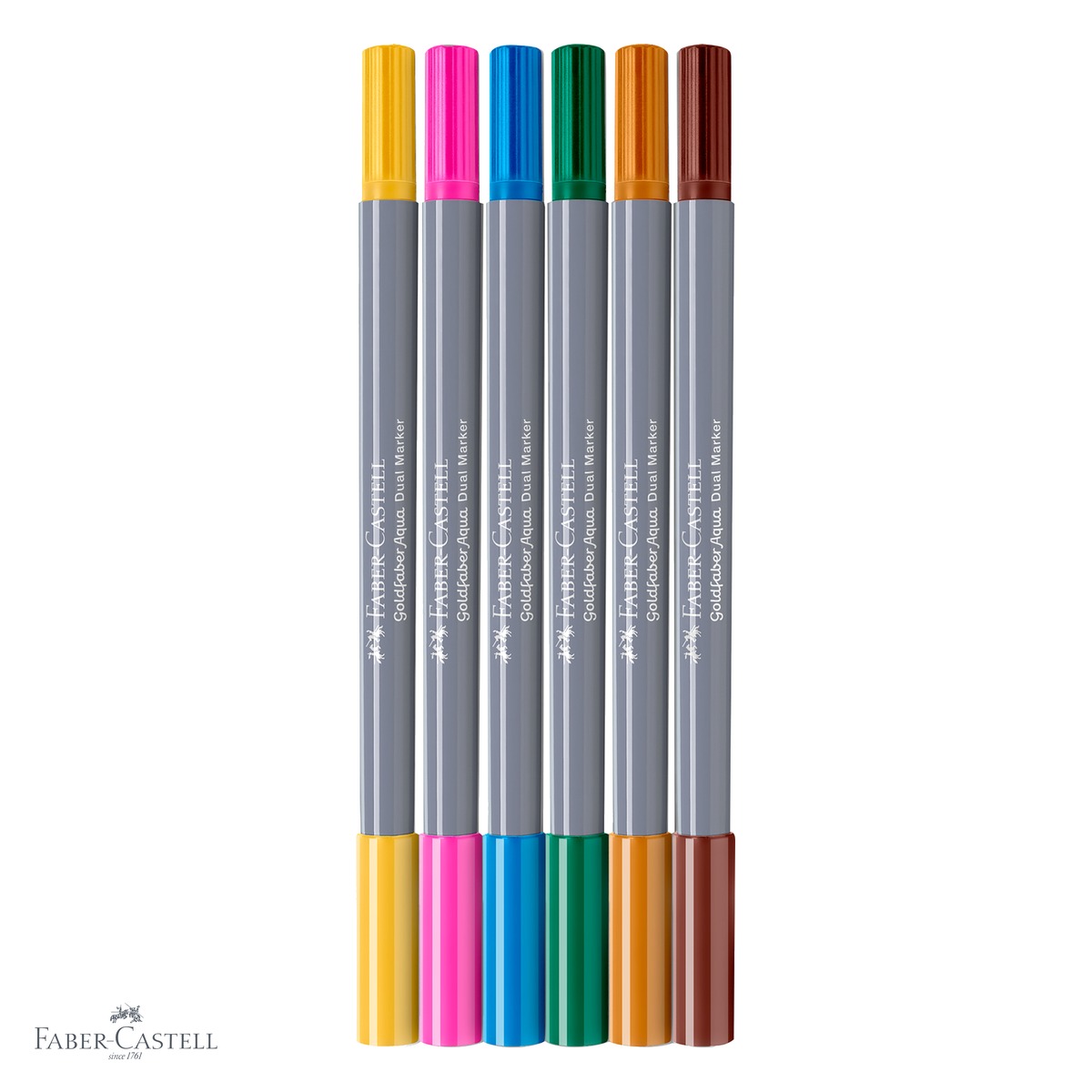 Set 6 markere solubile cu 2 capete Faber-Castell Goldfaber, colectia Tropical, pentru pictura artistica si desen [4]