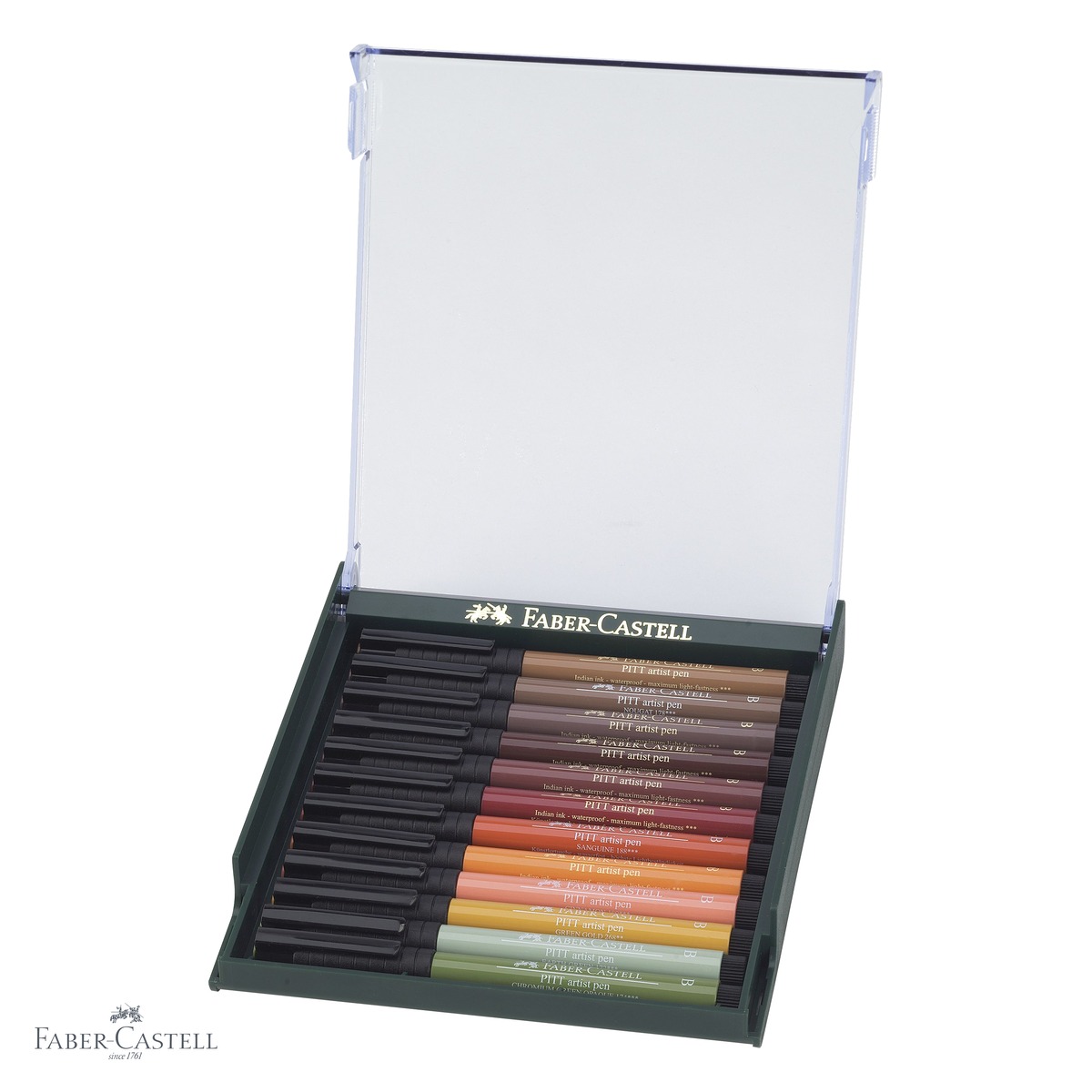 Set 12 markere Faber-Castell Pitt Artist Pen, varf pensula, nuante pamant, pentru artisti si designeri [4]