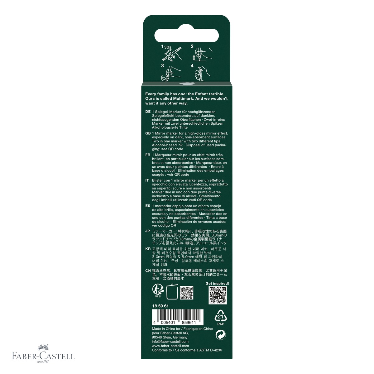 Marker acrilic Faber-Castell Multimark, efect oglinda, varf dublu, culoare 551, pentru suprafete multiple [4]