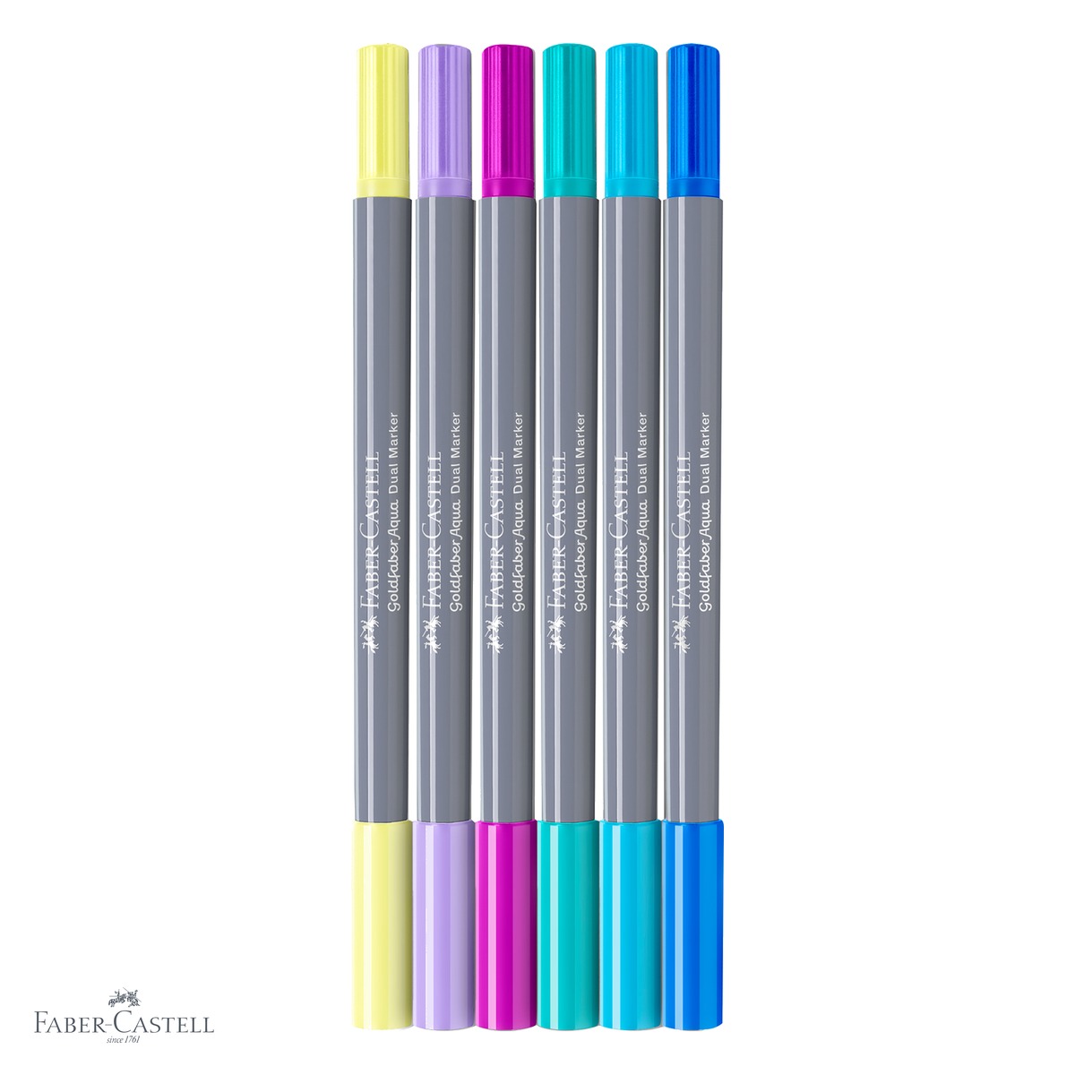 Set 6 markere solubile cu 2 capete Faber-Castell Goldfaber, colectia Tropical, pentru pictura si desen artistic [4]