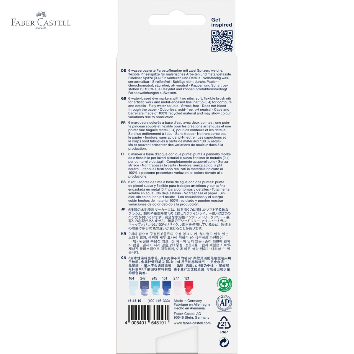 Set 6 markere solubile cu 2 capete Faber-Castell Goldfaber, lettering si desen artistic [5]