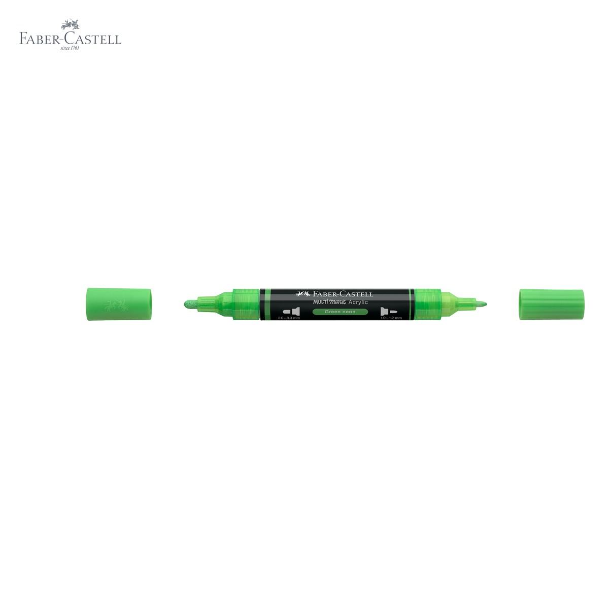 Marker acrilic Faber-Castell Multimark, culoare verde neon 257, varf dublu, pentru suprafete multiple [5]