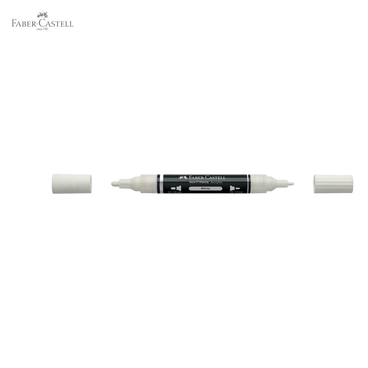 Marker acrilic Faber-Castell Multimark, culoare alba 101, varf dublu, pentru desen si decoratiuni [5]