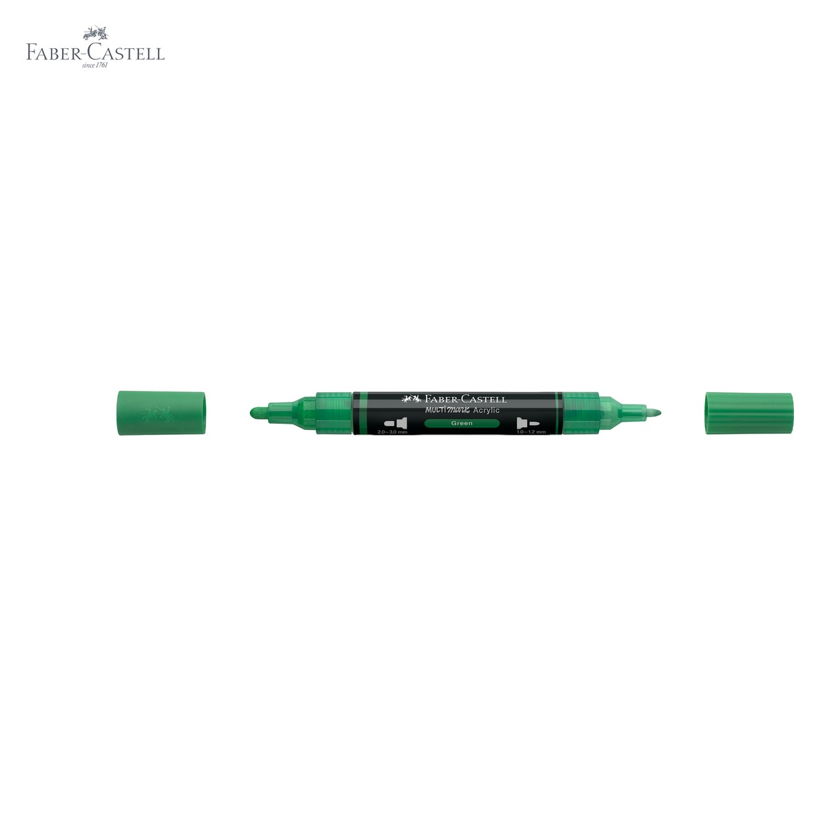 Marker acrilic Faber-Castell Multimark, culoare verde 316, varf dublu, pentru multiple suprafete [5]