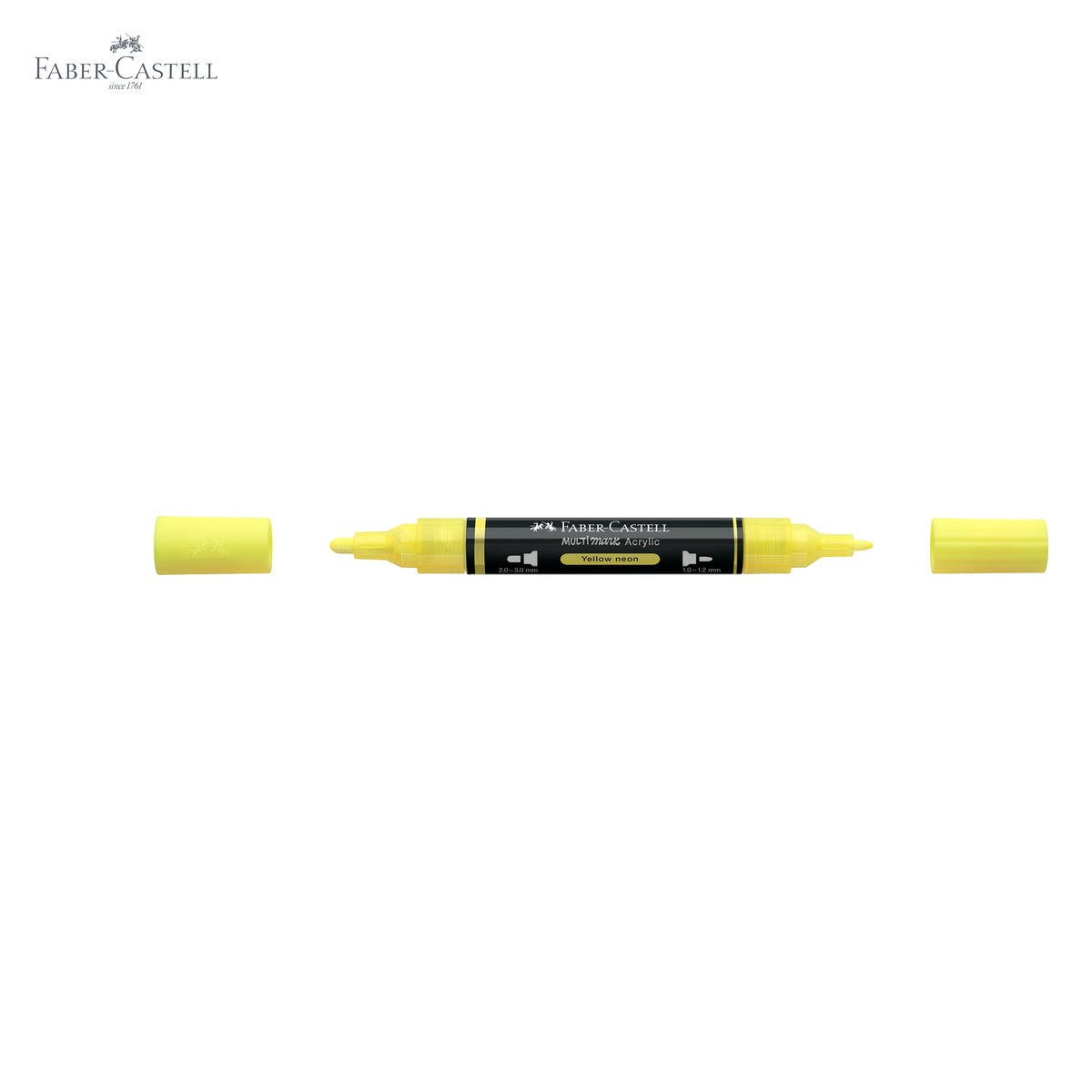 Marker acrilic Faber-Castell Multimark, culoare galben neon 256, varf dublu, pentru suprafete multiple [5]