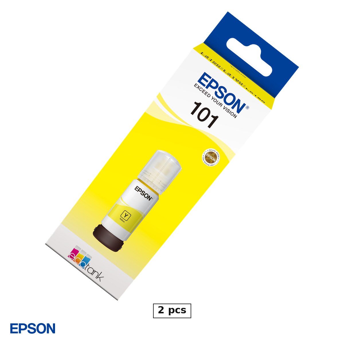 Set 2 x sticla de cerneala Epson 101 EcoTank, 70 ml, randament 6.000-6.500 pagini, pentru imprimante EcoTank, galben, C13T03V44A [1]