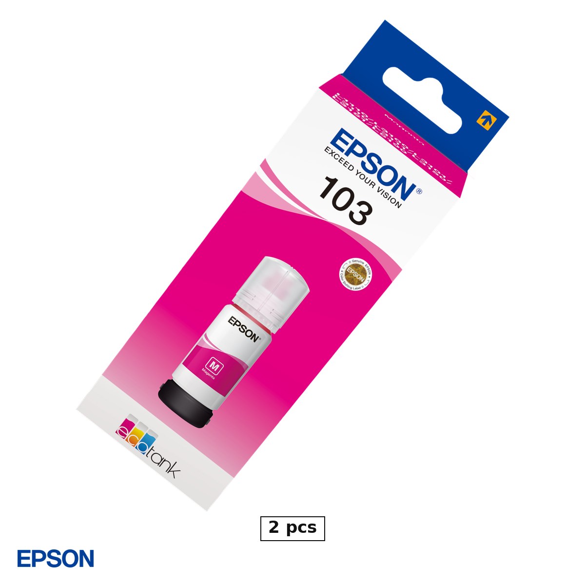 Set 2 x sticla de cerneala Epson 103 EcoTank, 65 ml, cerneala dye, randament 7.000-7.500 pagini, pentru imprimante EcoTank, magenta, C13T00S34A [1]