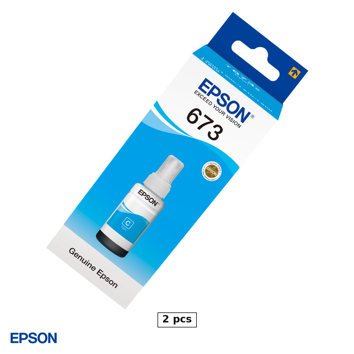 Set 2 x sticla de cerneala Epson T6732 EcoTank, 70 ml, cerneala dye, set foto de 6 culori, pentru L800, L805, L810, L850 si L1800, cyan, C13T67324A [1]