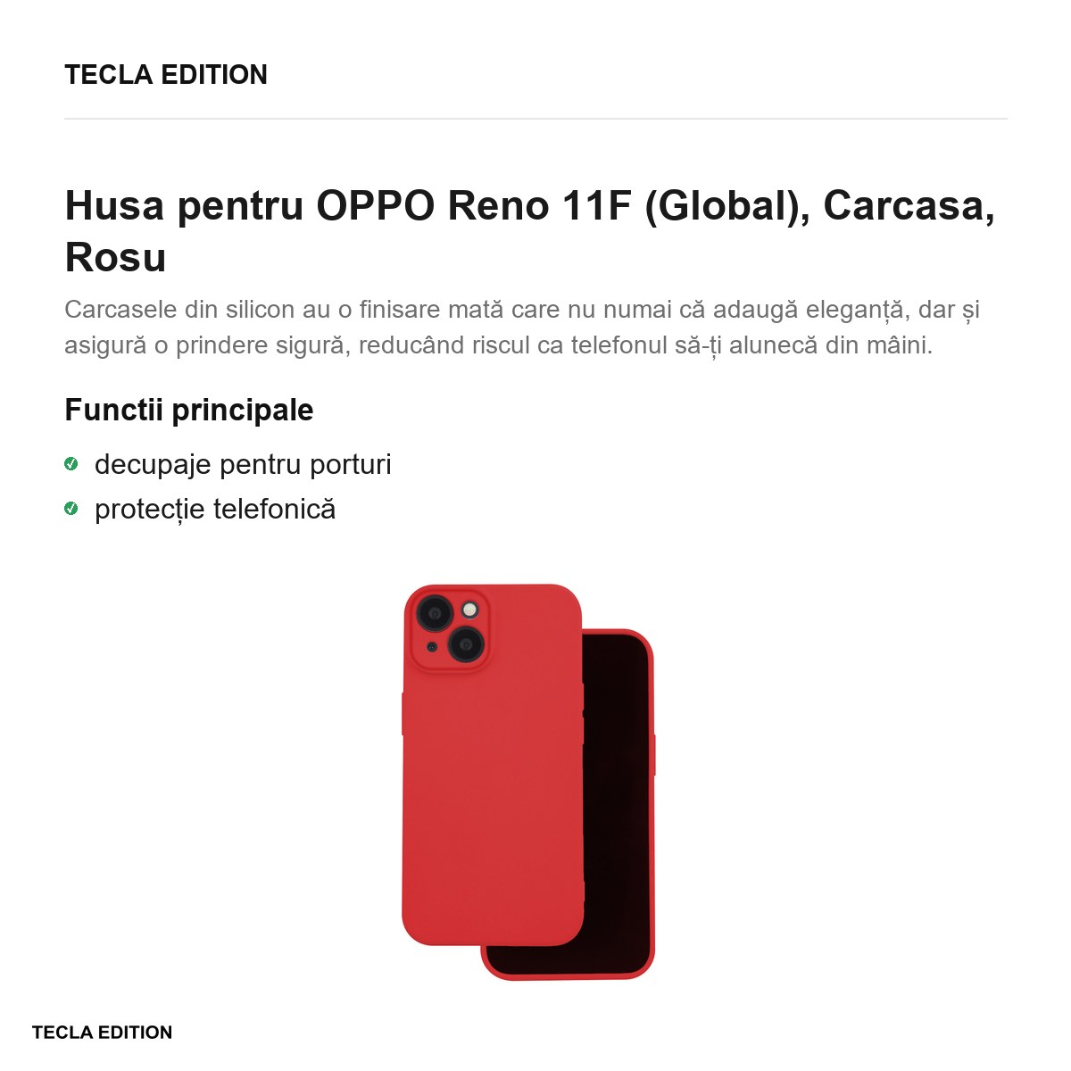 Husa Silicon pentru OPPO Reno 11F (Global), Carcasa, Rosu [2]