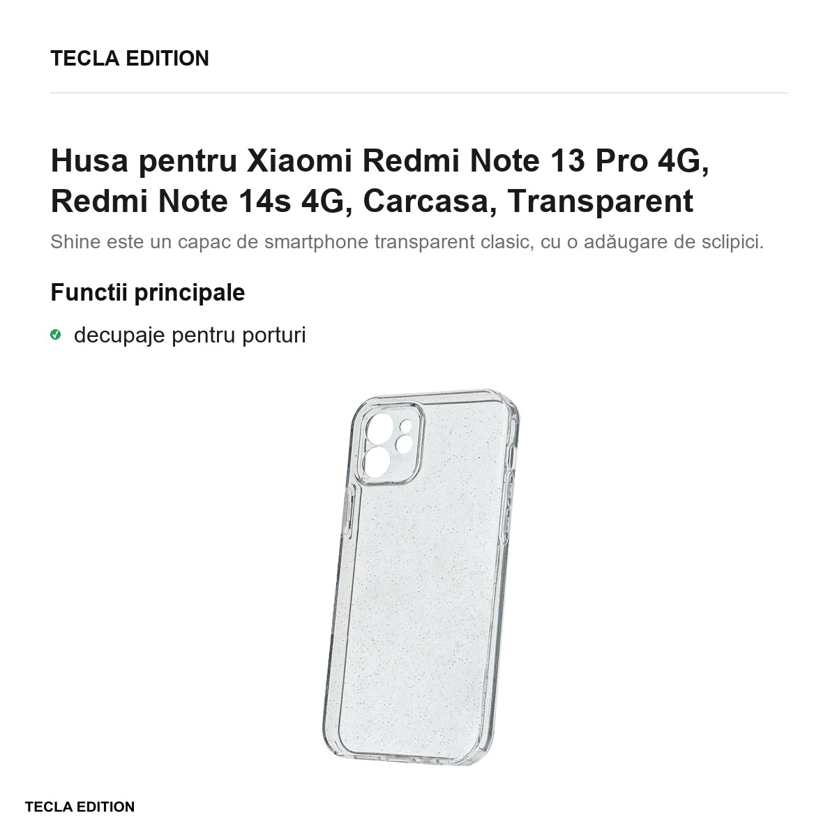 Husa Shine pentru Xiaomi Redmi Note 13 Pro 4G, Redmi Note 14s 4G, Carcasa, Transparent [2]