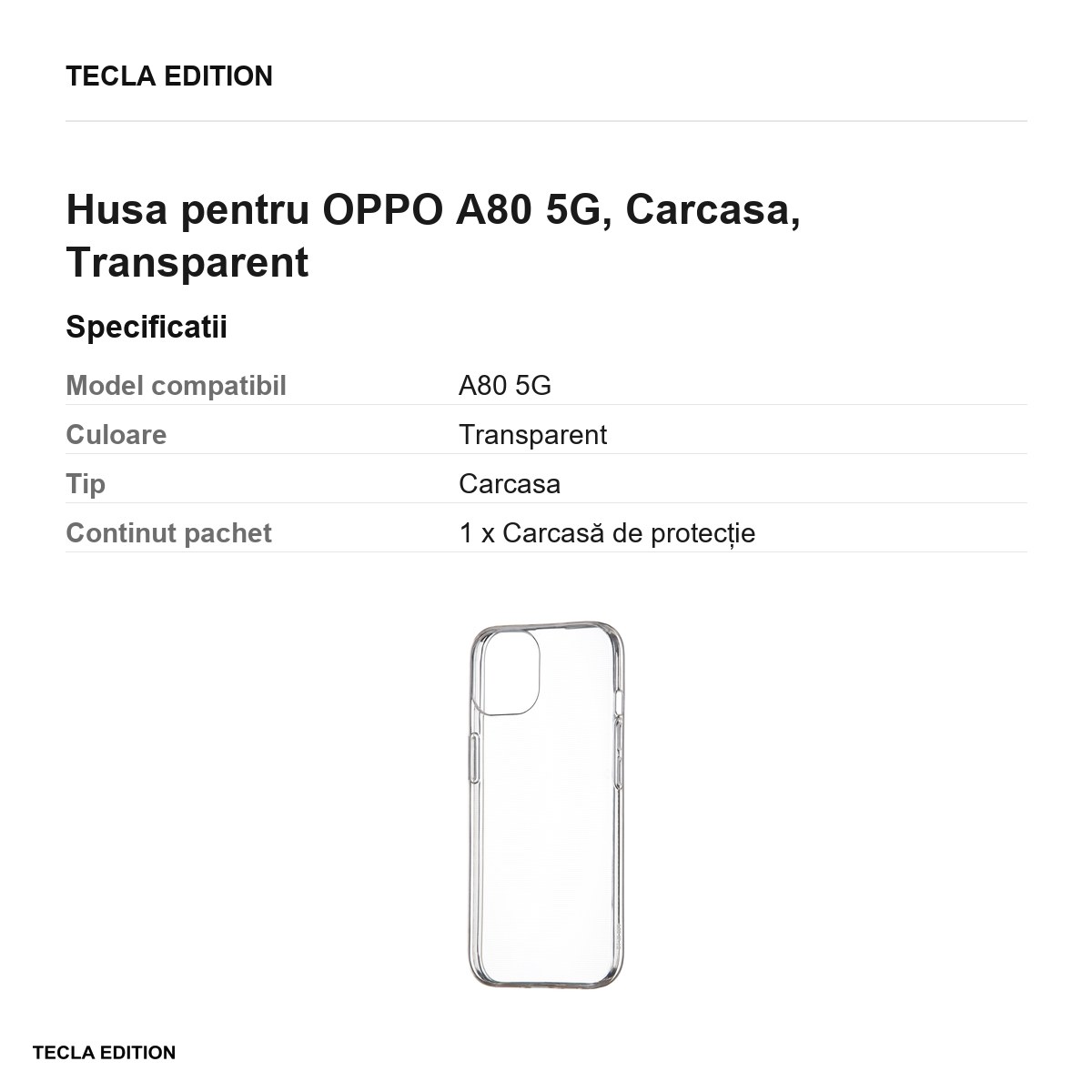 Husa Slim 1 mm pentru OPPO A80 5G, Carcasa, Transparent [3]