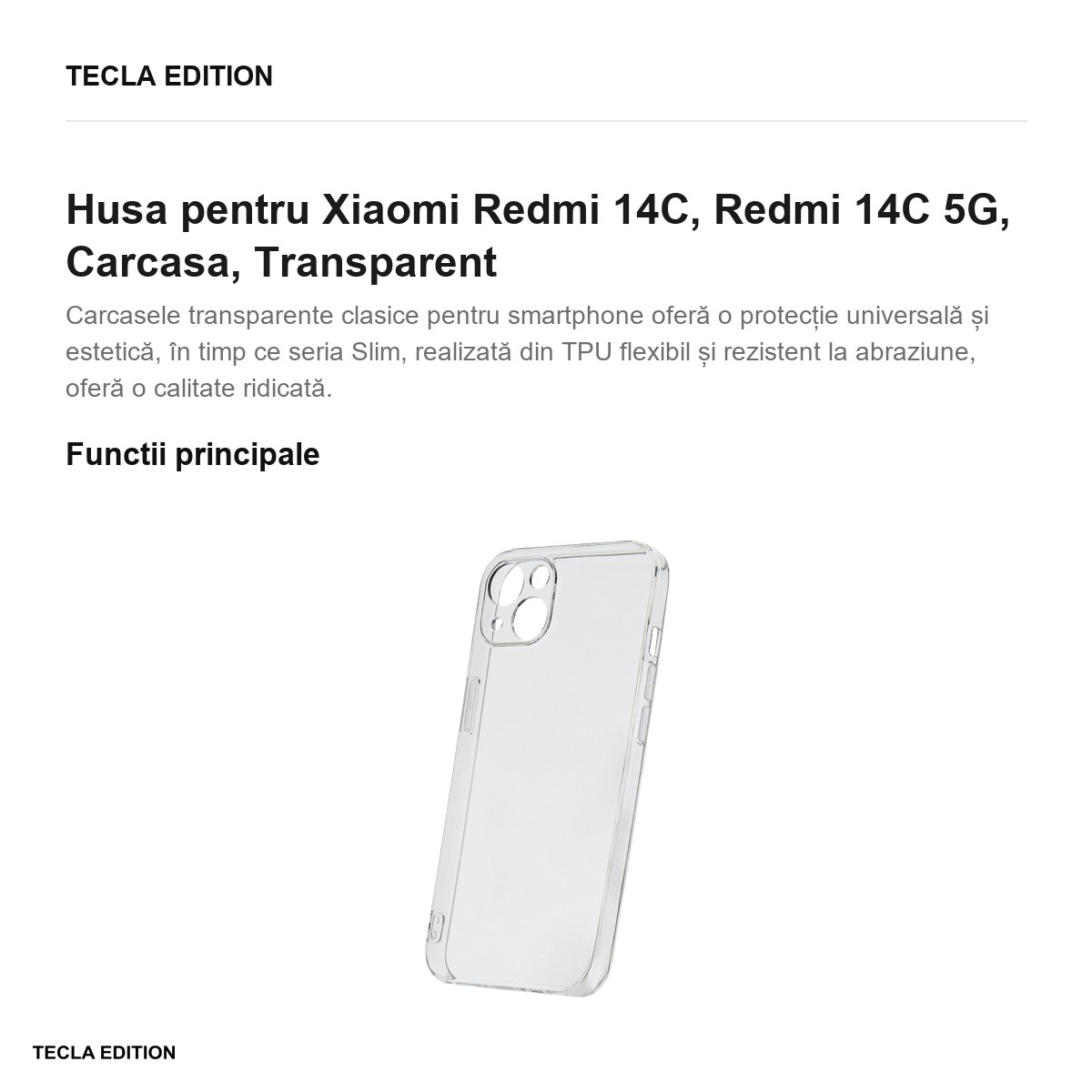 Husa Slim 2 mm pentru Xiaomi Redmi 14C, Redmi 14C 5G, Carcasa, Transparent [2]