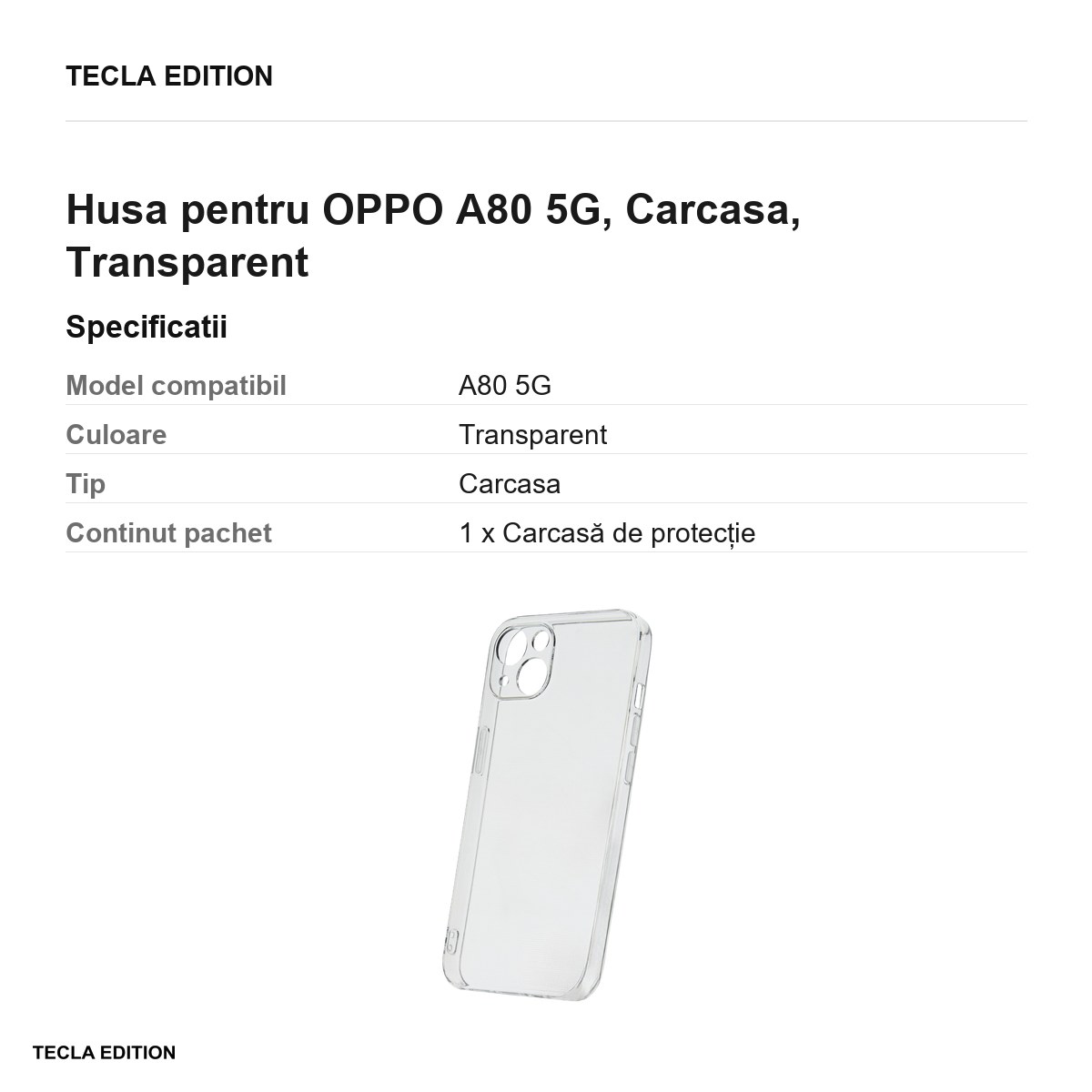 Husa Slim 2 mm pentru OPPO A80 5G, Carcasa, Transparent [3]