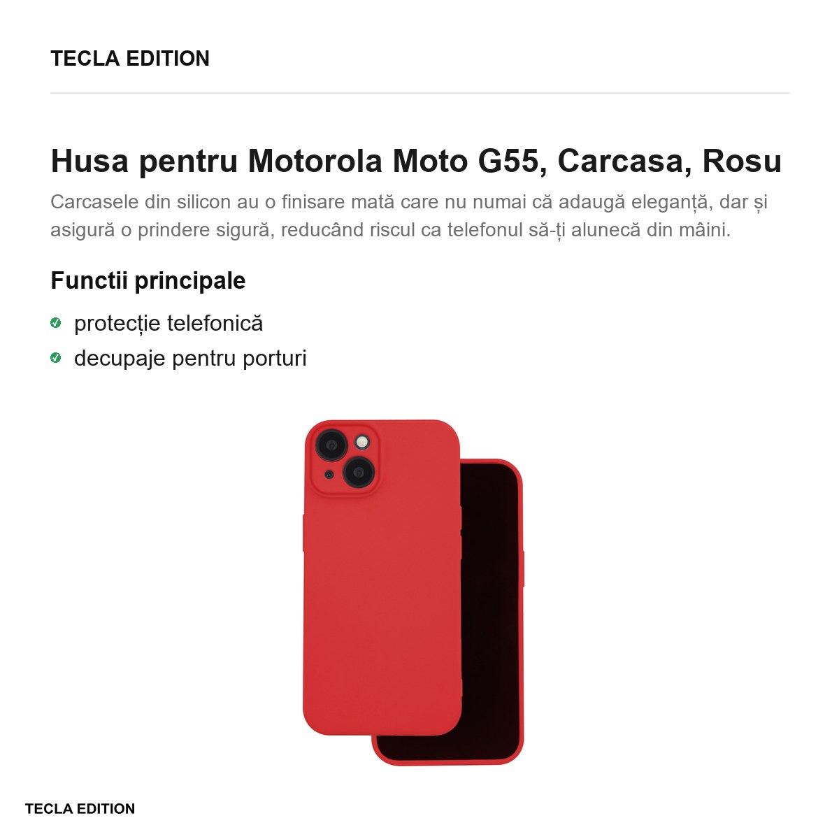 Husa Silicon pentru Motorola Moto G55, Carcasa, Rosu [2]