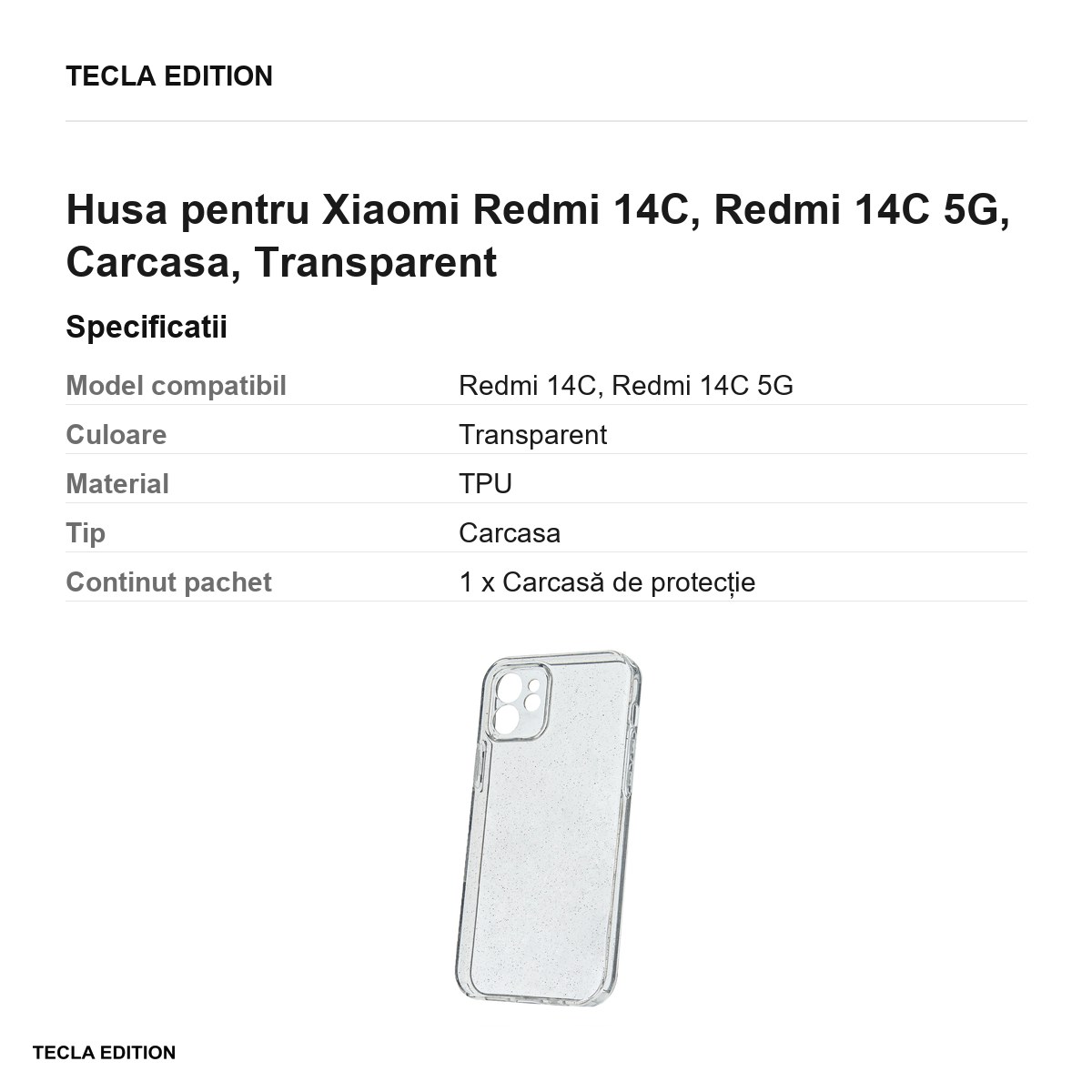 Husa Shine pentru Xiaomi Redmi 14C, Redmi 14C 5G, Carcasa, Transparent [3]