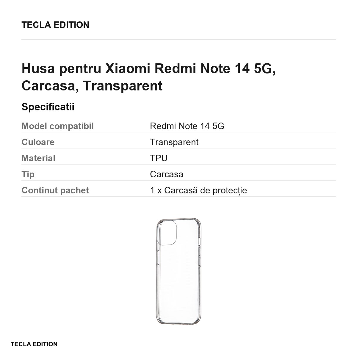 Husa Slim 1 mm pentru Xiaomi Redmi Note 14 5G, Carcasa, Transparent [3]