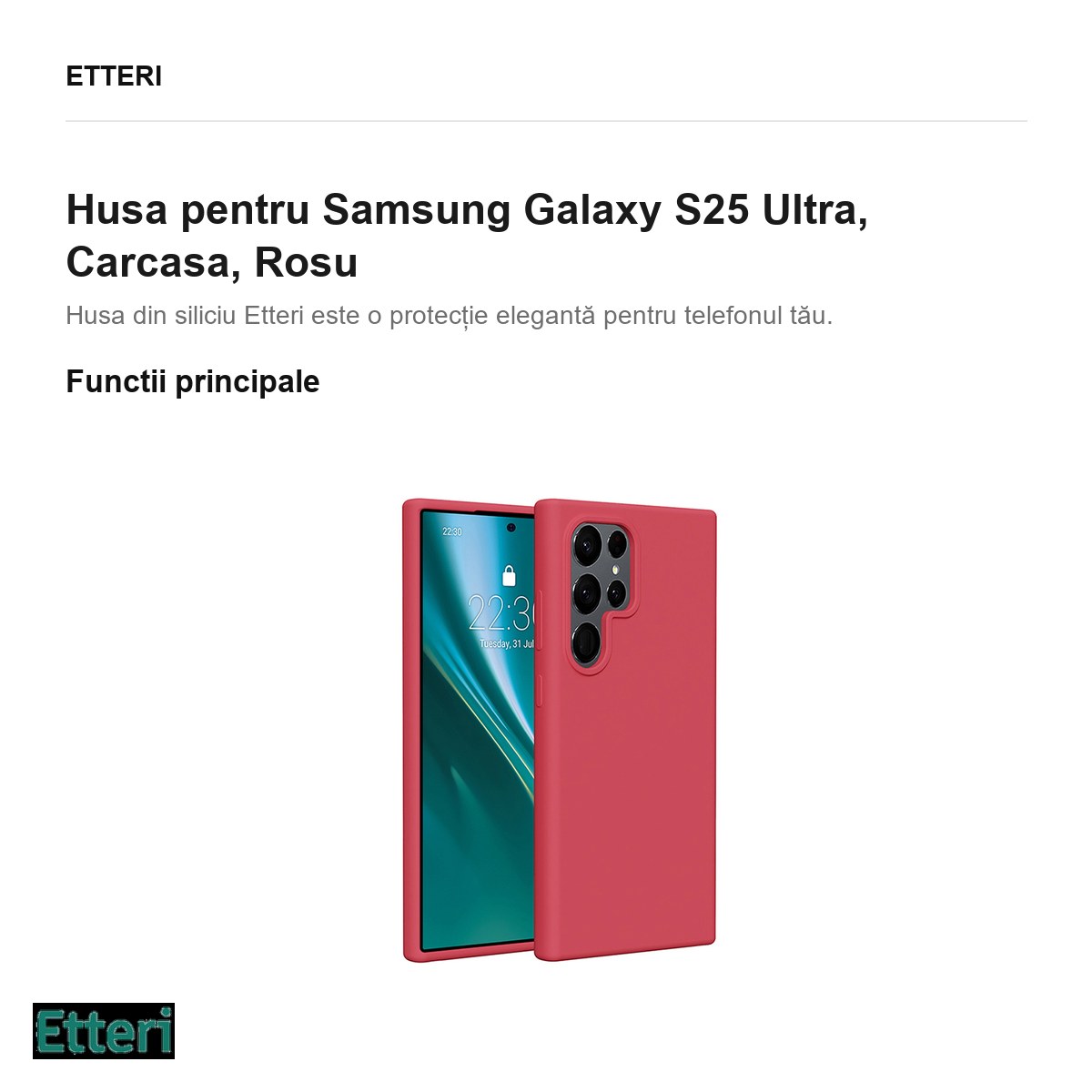 Husa Etteri Silicone raspberry pentru Samsung Galaxy S25 Ultra, Carcasa, Rosu [2]
