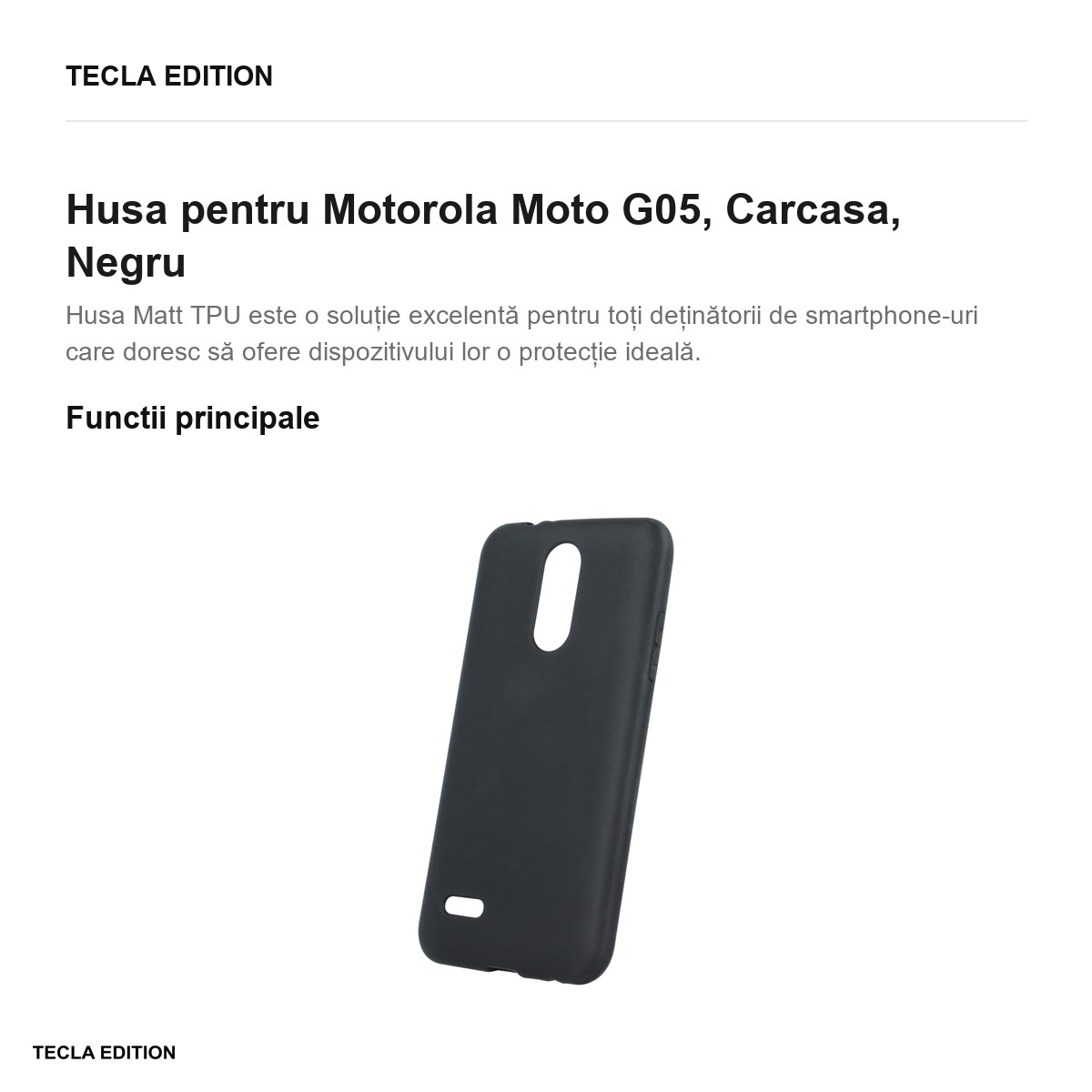 Husa Matt TPU pentru Motorola Moto G05, Carcasa, Negru [2]
