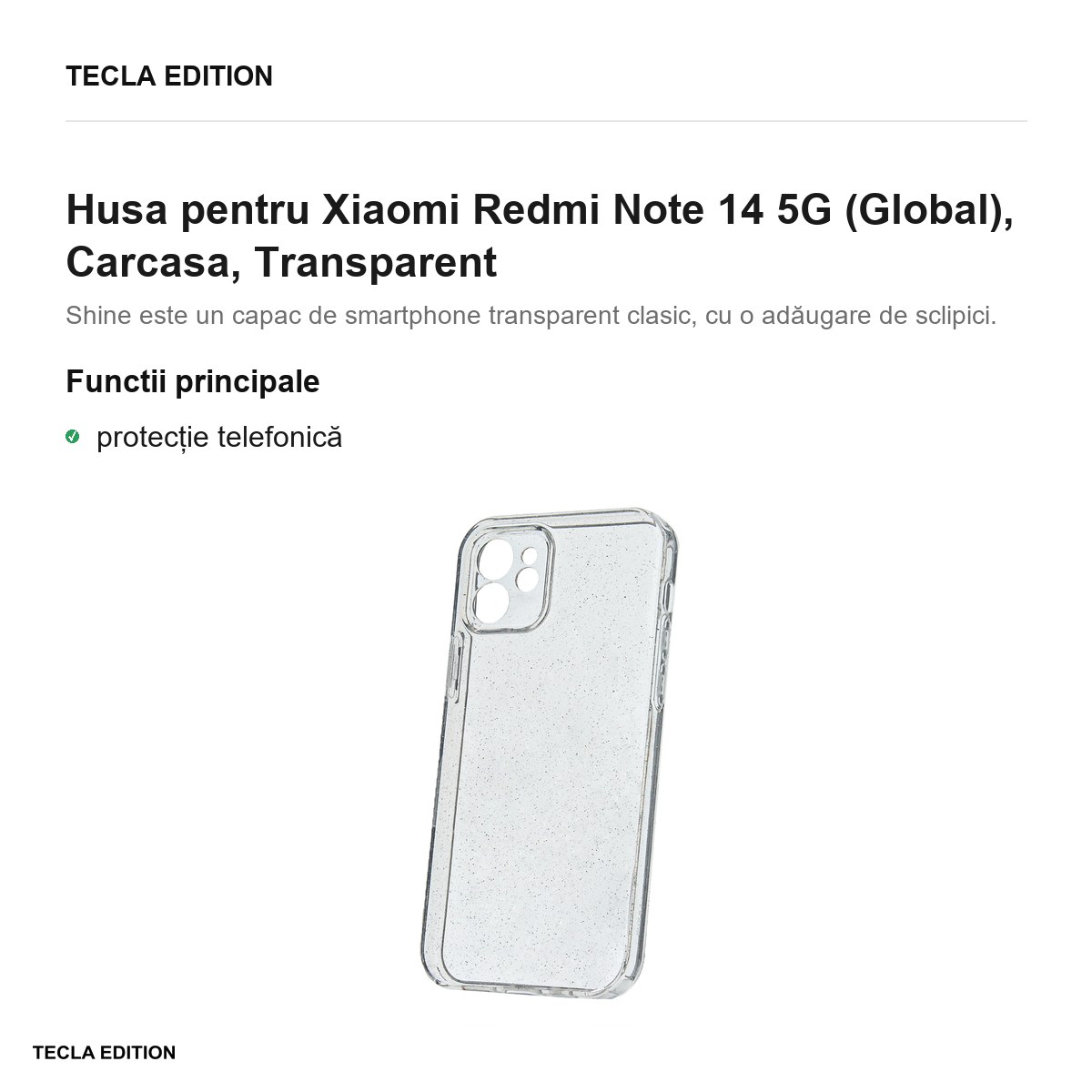 Husa Shine pentru Xiaomi Redmi Note 14 5G (Global), Carcasa, Transparent [2]