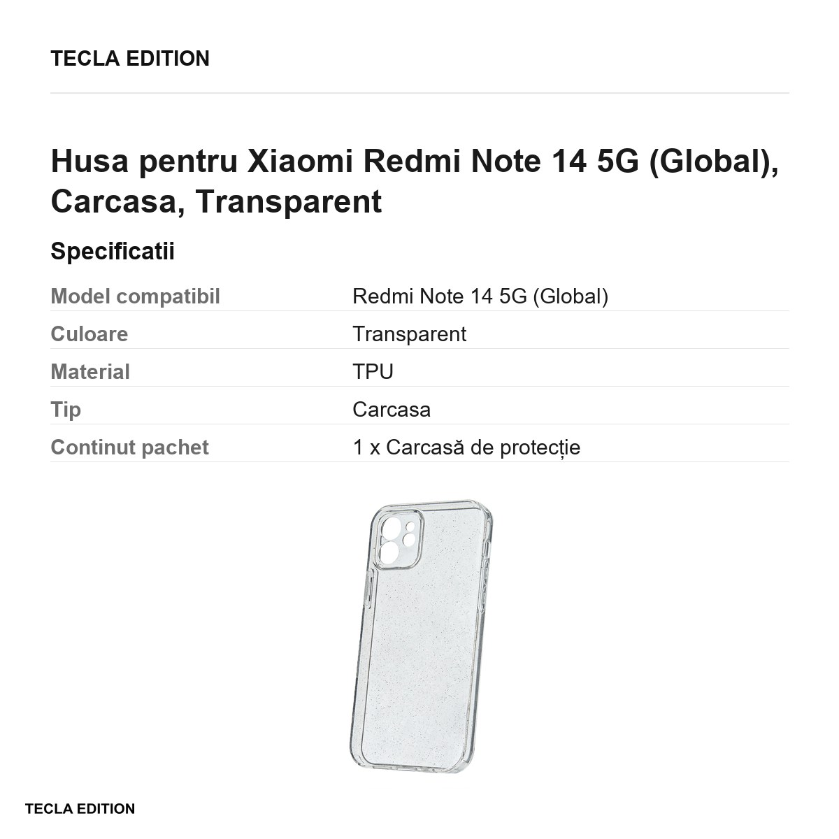 Husa Shine pentru Xiaomi Redmi Note 14 5G (Global), Carcasa, Transparent [3]