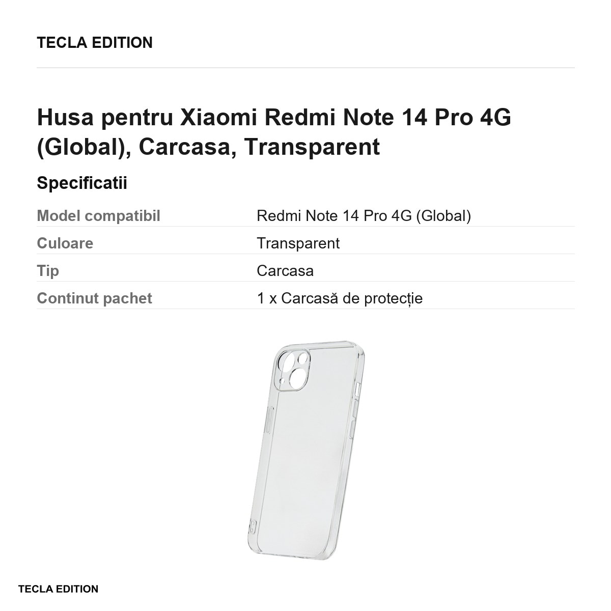 Husa Slim 2 mm pentru Xiaomi Redmi Note 14 Pro 4G (Global), Carcasa, Transparent [3]