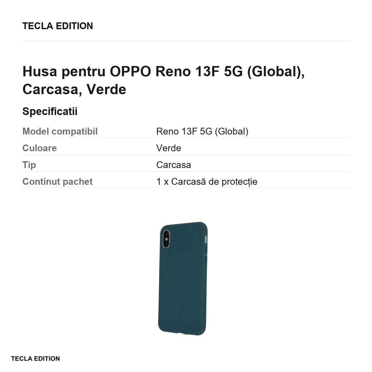 Husa Matt TPU forest pentru OPPO Reno 13F 5G (Global), Carcasa, Verde [3]