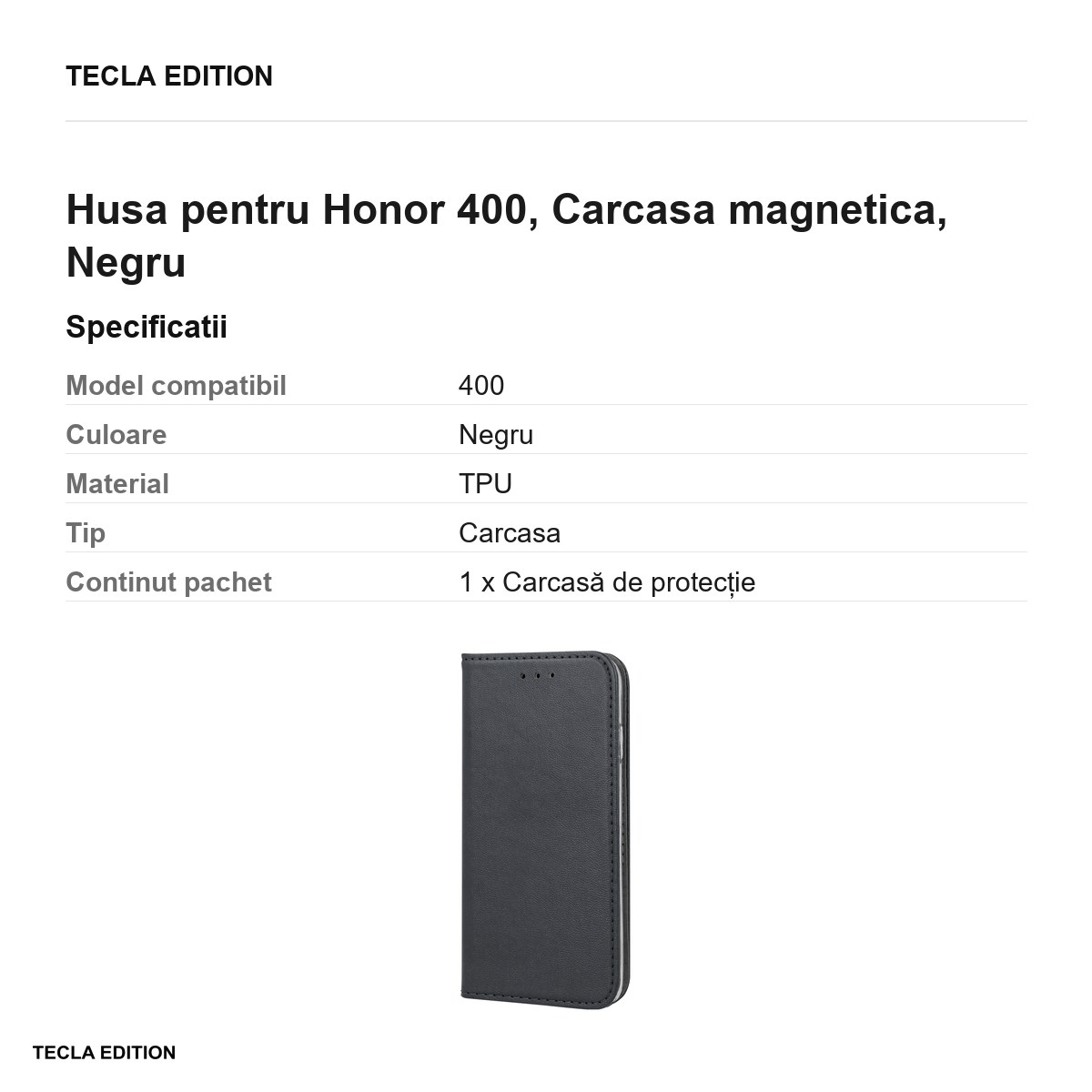 Husa Smart Magnetic pentru Honor 400, tip carte cu inchidere magnetica, Negru [3]