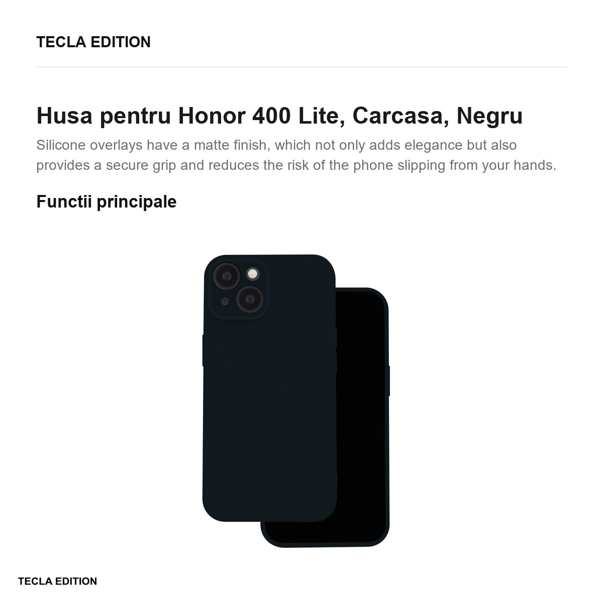Husa Silicon pentru Honor 400 Lite, Carcasa, Negru [2]