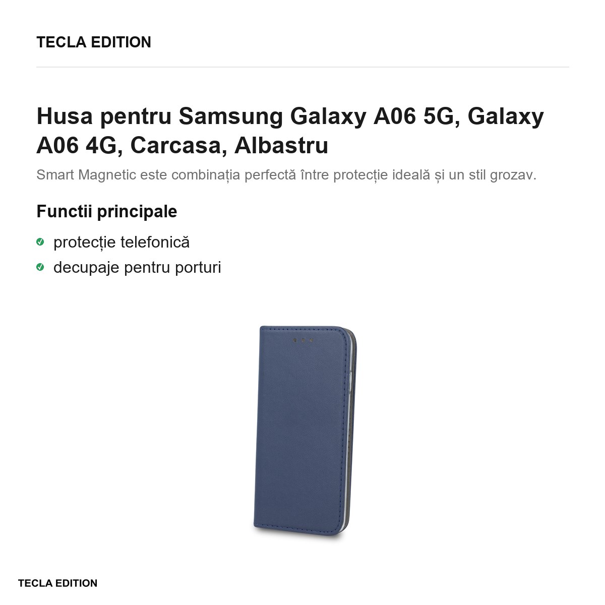Husa Smart Magnetic pentru Samsung Galaxy A06 5G, Galaxy A06 4G, tip carte, Albastru [2]