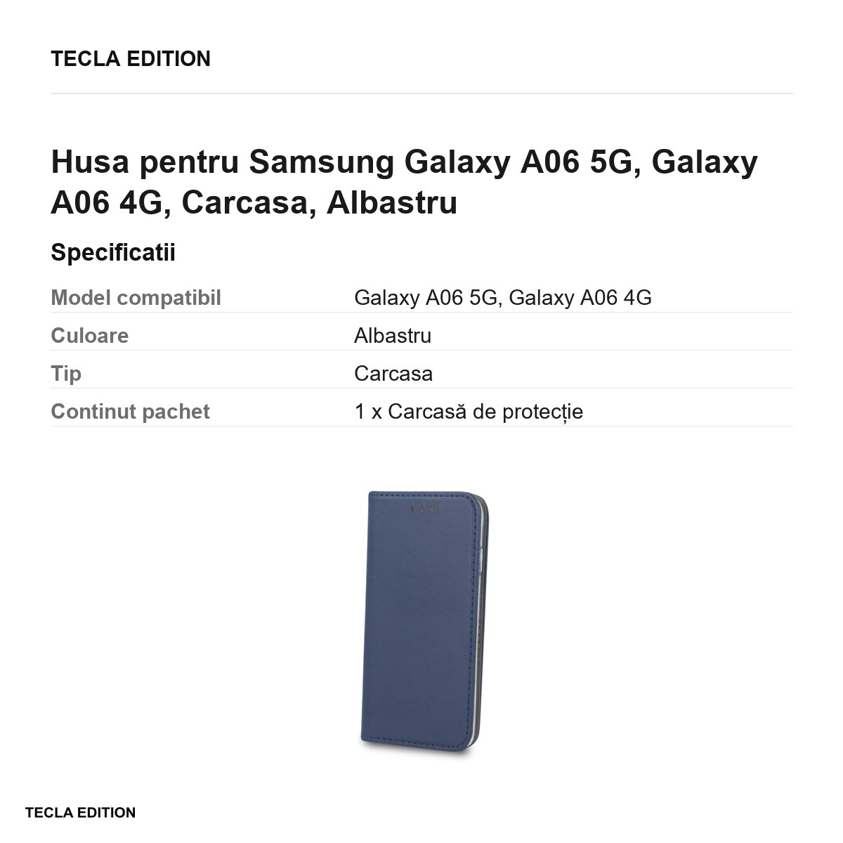 Husa Smart Magnetic pentru Samsung Galaxy A06 5G, Galaxy A06 4G, tip carte, Albastru [3]
