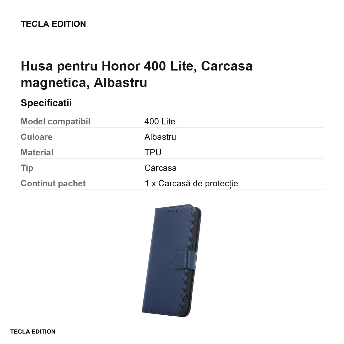 Husa Smart Classic pentru Honor 400 Lite, tip carte cu inchidere magnetica, Albastru [3]