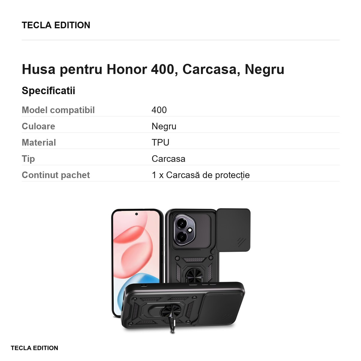 Husa Defender Slide pentru Honor 400, Carcasa, Negru [3]