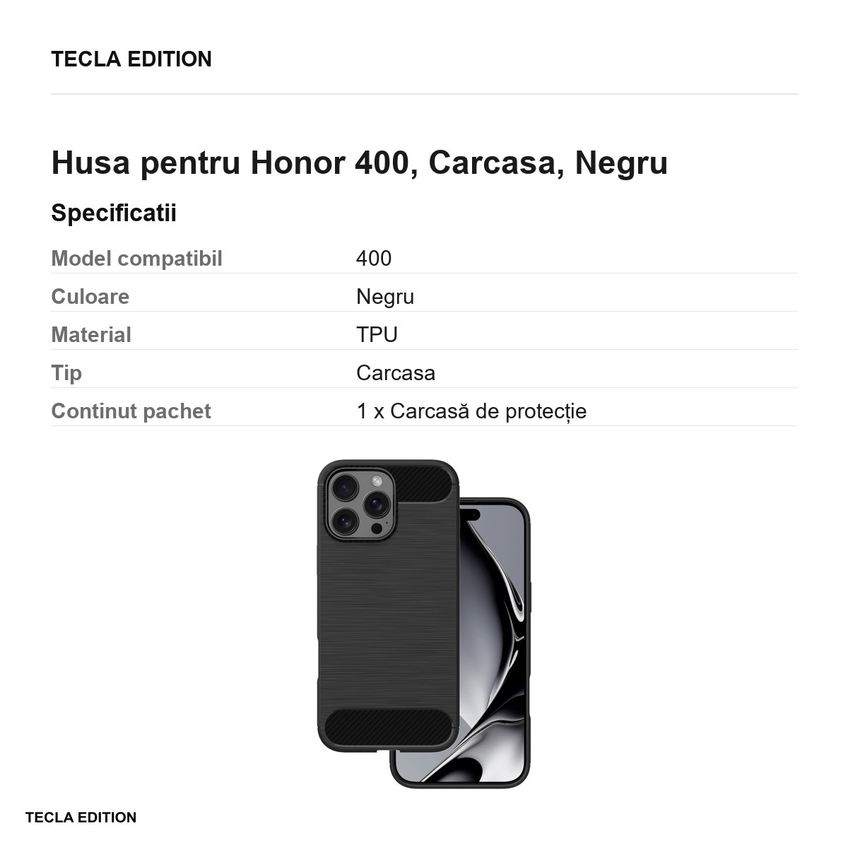 Husa Simple Black pentru Honor 400, Carcasa, Negru [3]