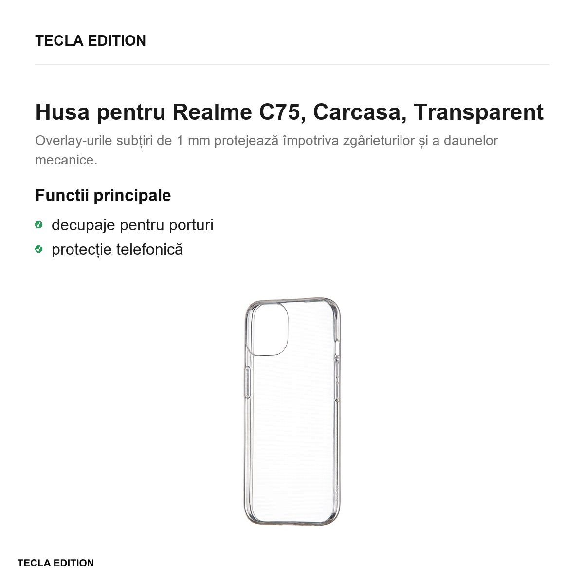 Husa Slim 1 mm pentru Realme C75, Carcasa, Transparent [2]
