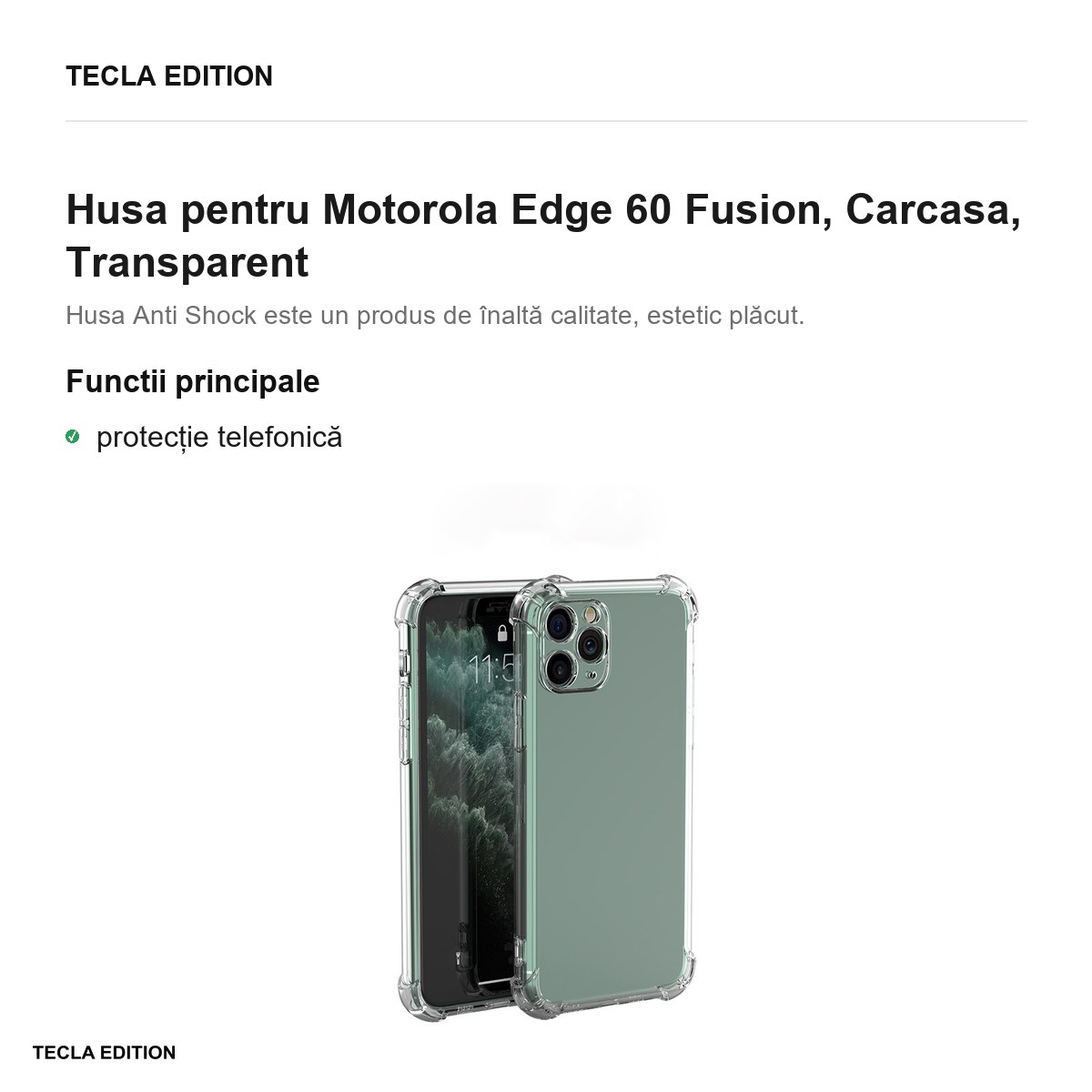 Husa Anti Shock 1,5 mm Fusion pentru Motorola Edge 60 Fusion, Carcasa, Transparent [2]