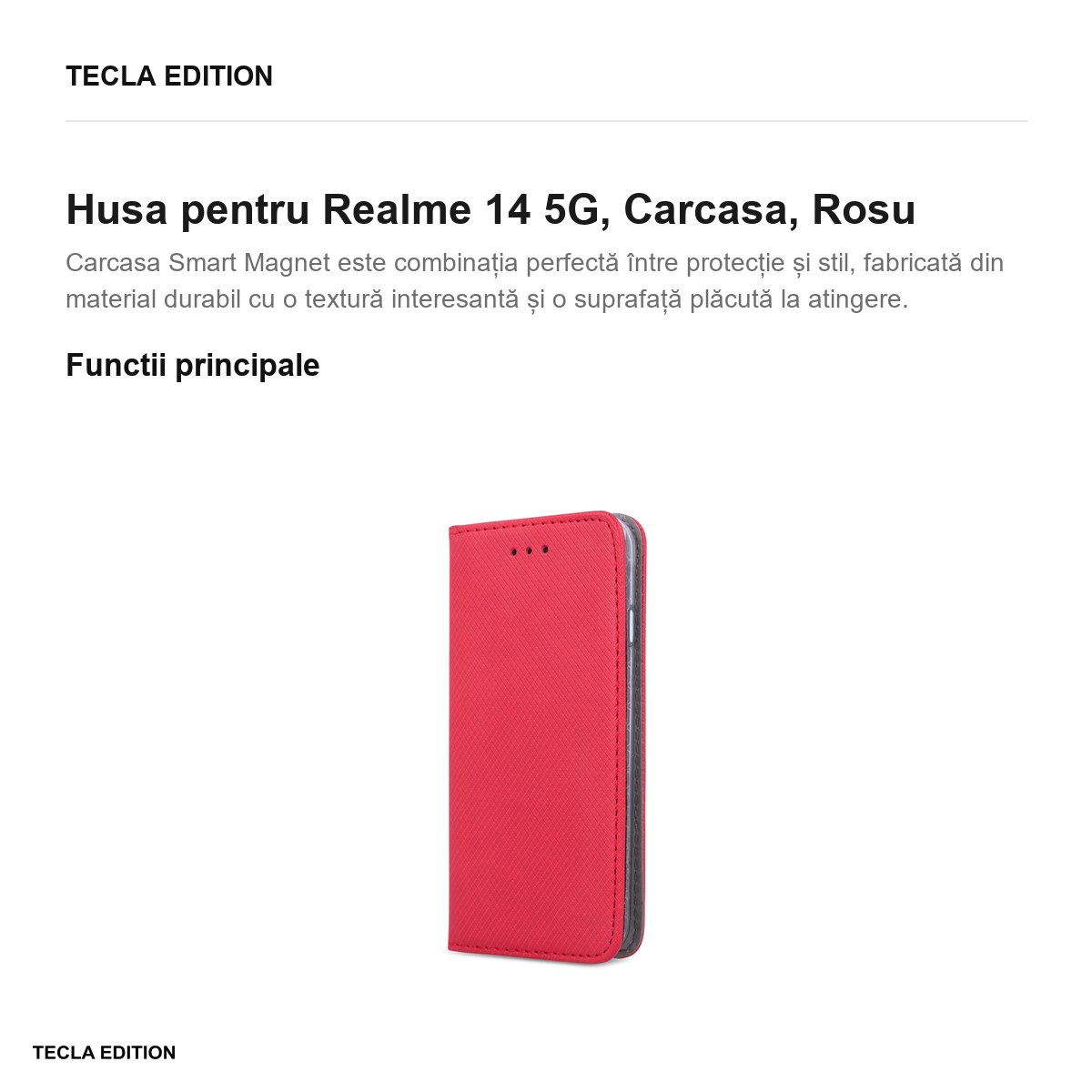 Husa Smart Magnet pentru Realme 14 5G, tip carte, Rosu [2]