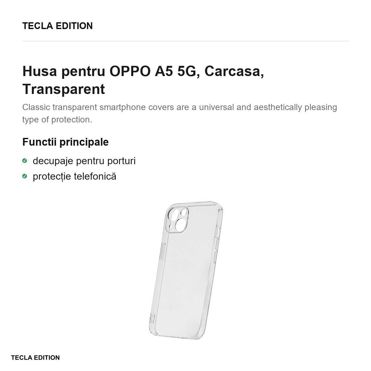 Husa Slim 2 mm pentru OPPO A5 5G, Carcasa, Transparent [2]