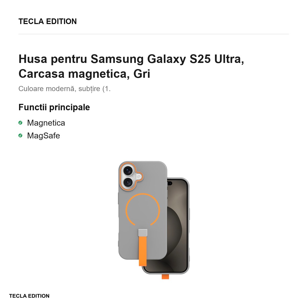 Husa Loop Thin Mag pentru Samsung Galaxy S25 Ultra, Carcasa magnetica, Gri [2]
