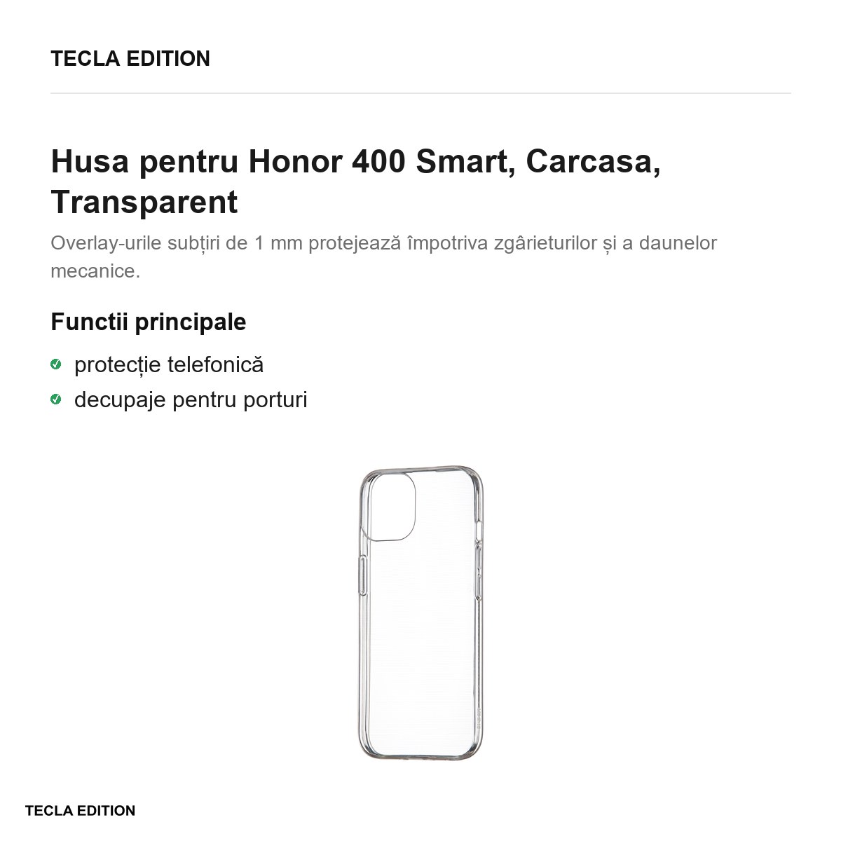 Husa Slim 1 mm pentru Honor 400 Smart, Carcasa, Transparent [2]