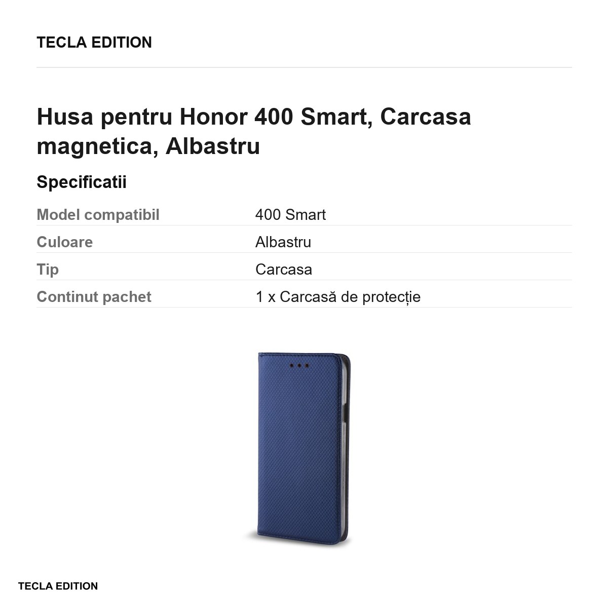 Husa Smart Magnet pentru Honor 400 Smart, tip carte cu inchidere magnetica, Albastru [3]