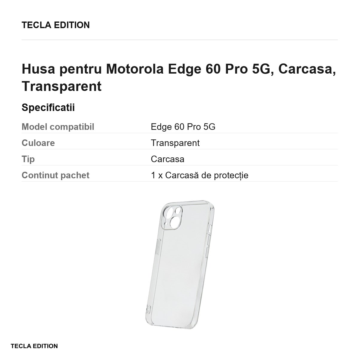 Husa Slim 2 mm pentru Motorola Edge 60 Pro 5G, Carcasa, Transparent [3]