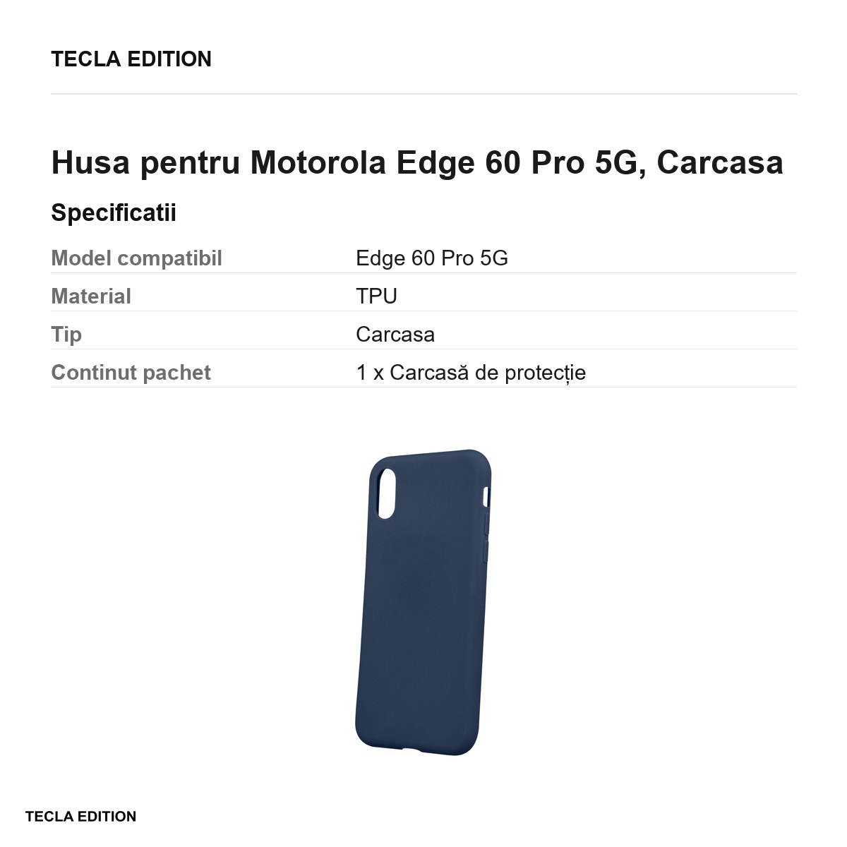 Husa Matt TPU pentru Motorola Edge 60 Pro 5G, Carcasa, Albastru inchis [3]
